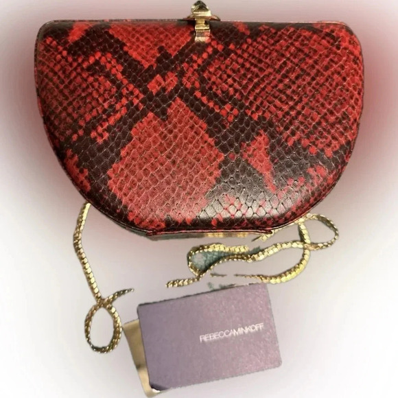 Rebecca Minkoff Red Leather Snakeskin Purse NWOT - Picture 2 of 15